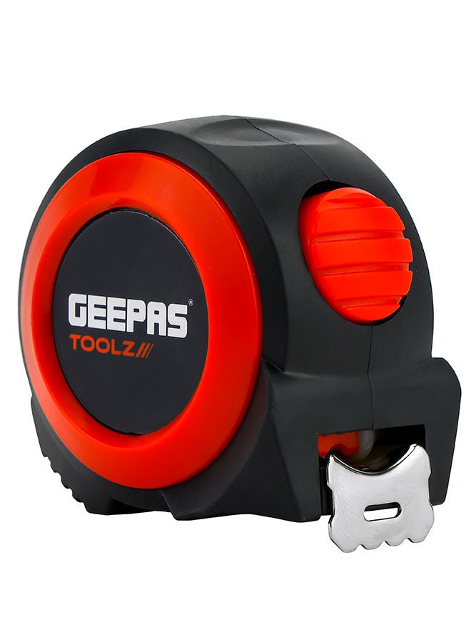 GEEPAS - Measuring Tape| 8 M X 25 MM, Rubber Grip Body| High Visibility, With Metric and Inch Gradation| Equipped with Self Lock, Perfect for Home and Business Use Red/Black 25mm - Image 1