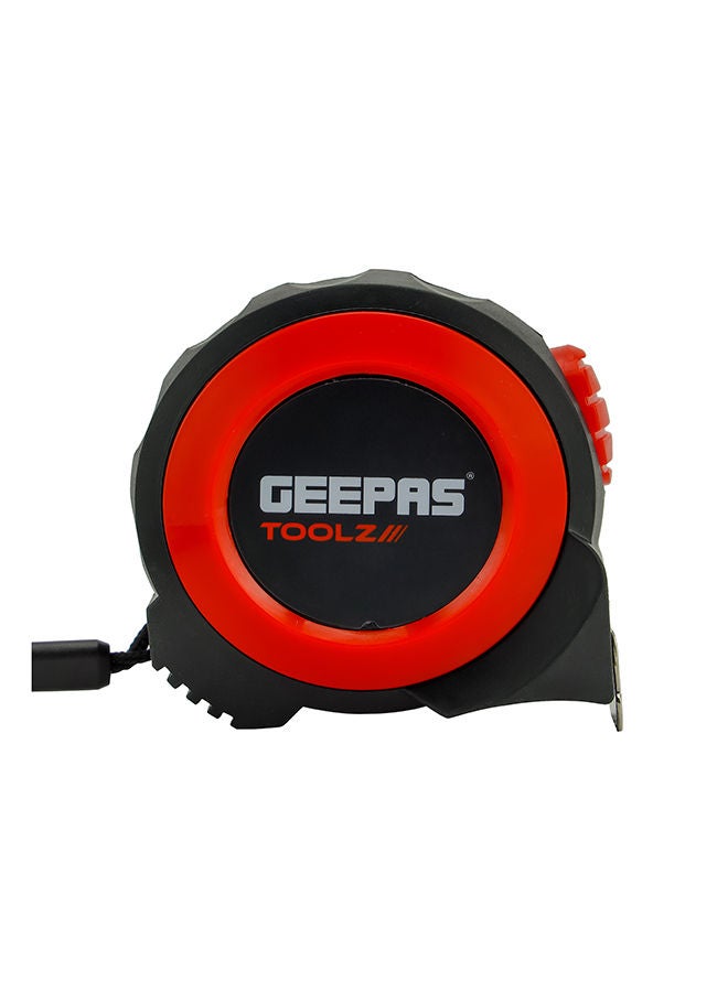 GEEPAS - Measuring Tape| 8 M X 25 MM, Rubber Grip Body| High Visibility, With Metric and Inch Gradation| Equipped with Self Lock, Perfect for Home and Business Use Red/Black 25mm - Image 1