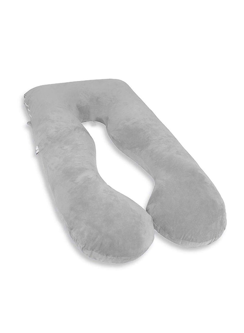 Blueberry Comfort Pregnancy Maternity Body Support-Nursing U Shape Pillow Velvet, 130 x 70cm - Grey Velvet Grey 130 x 70cm  - Image 1