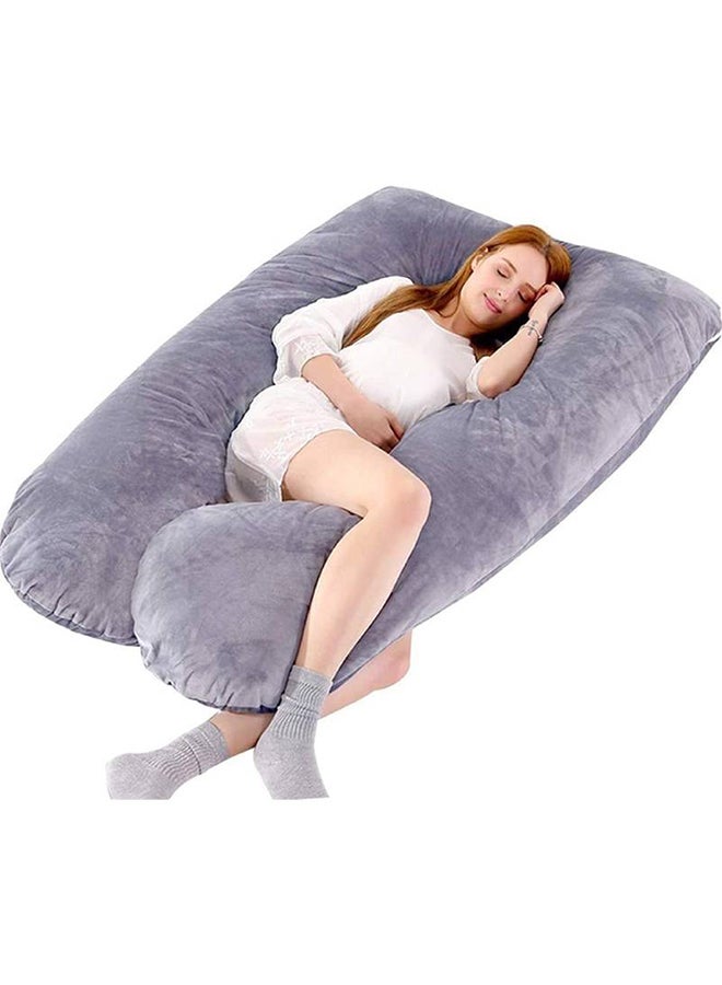 Blueberry - Luxury Body Pregnancy Pillow Back Pain Support With Soft Cover - Jumbo Size Velvet Grey 130 x 70cm - Image 1