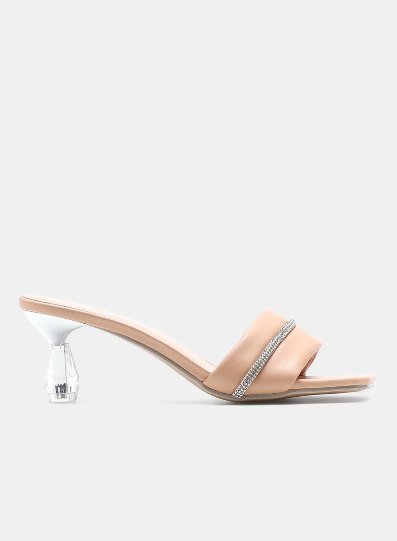 Slip-On Heeled Sandals Beige/Clear - pnsku/N48986371V/45/_/1734589740/605a9445-79fa-42be-a6f1-00b90350ad4b