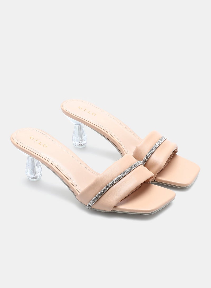 Slip-On Heeled Sandals Beige/Clear - pnsku/N48986371V/45/_/1734589741/be8ba2fc-7431-4e4c-b037-467c4fd70791