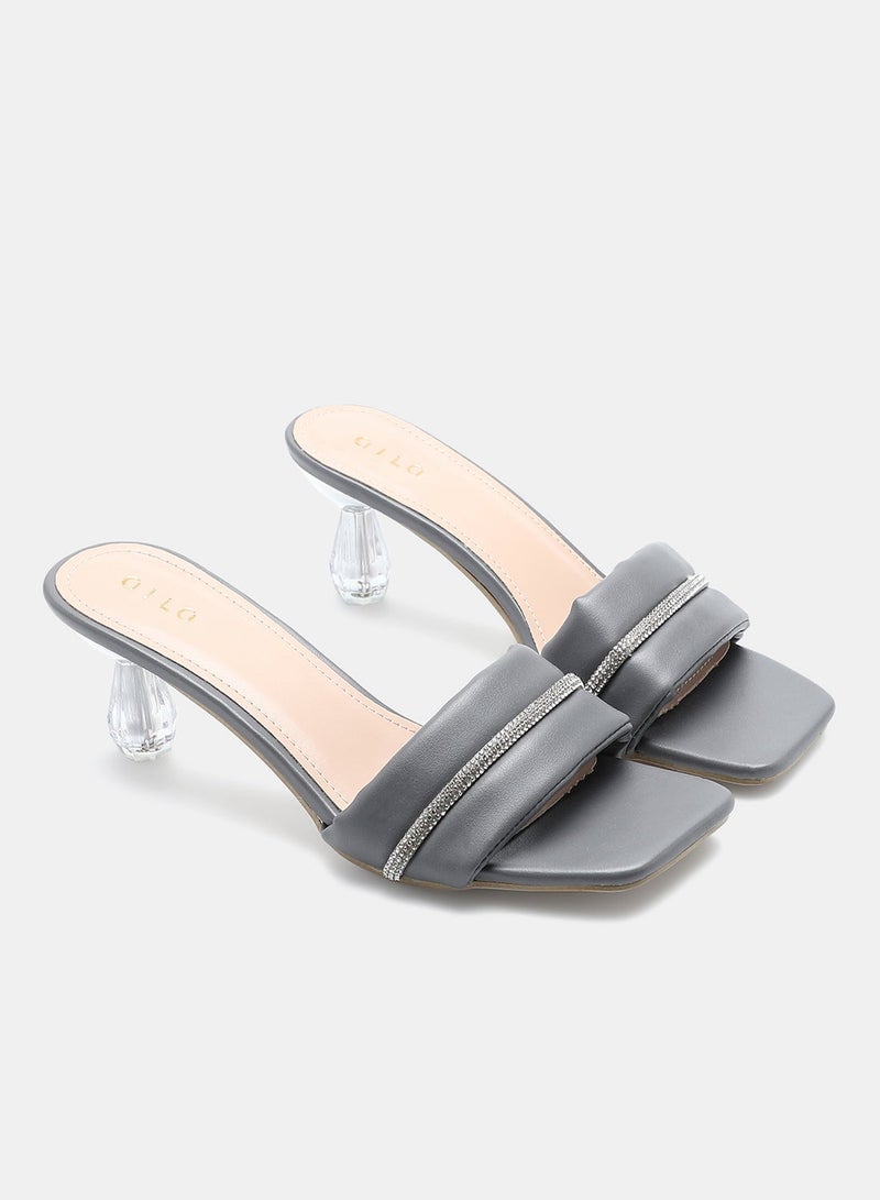 Slip-On Heeled Sandals Grey/Clear - pnsku/N48986377V/45/_/1734589697/6c97d4e1-9496-4d84-9400-a8aefaf80dec