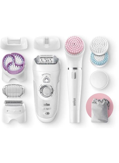 Silk-Epil Se7/895 Bs Wet & Dry Epilator - 8 Accessories + Face Spa White