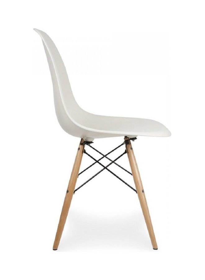 Plastic Office Chair with Wood Legs White 70x40x40cm - Image 2