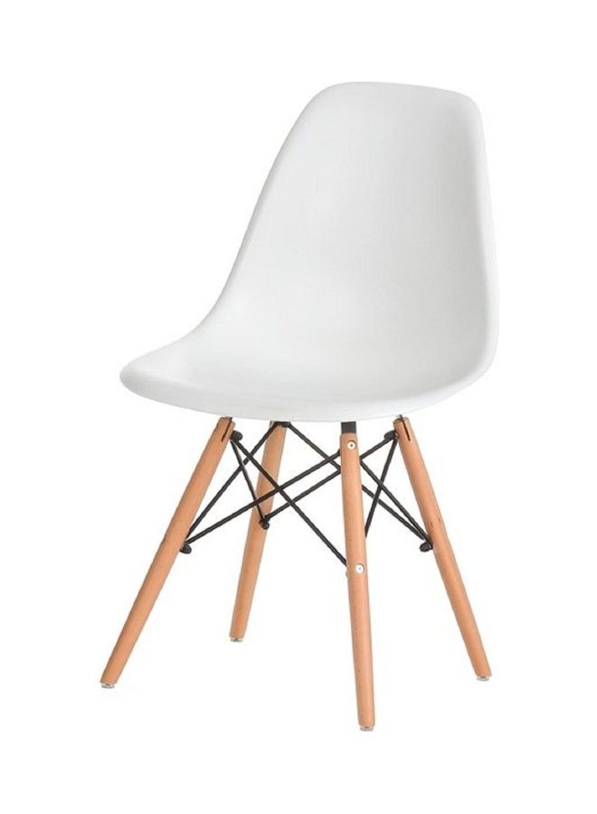 Plastic Office Chair with Wood Legs White 70x40x40cm - Image 1