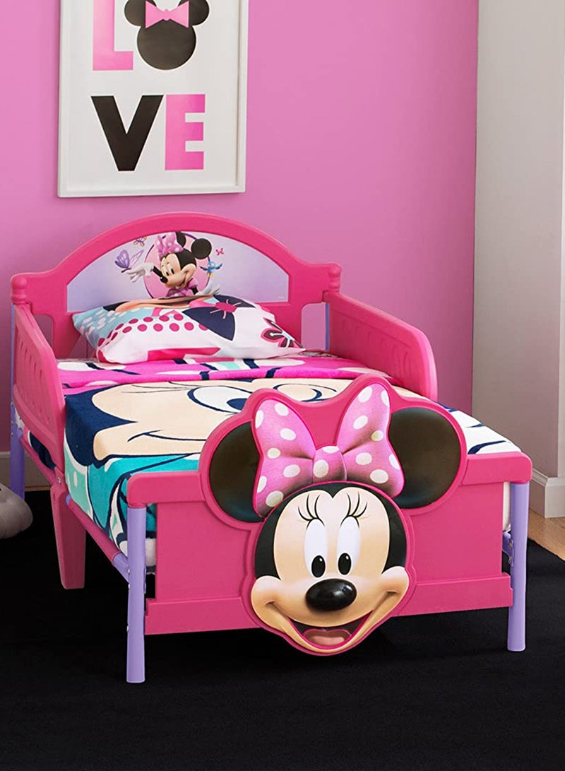 Delta CHILDREN Minnie Mouse Toddler Bed with Guardrail Pink  - Image 3