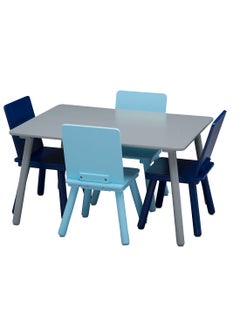 5-Piece Table and Chair Set for Kids Blue/Grey
