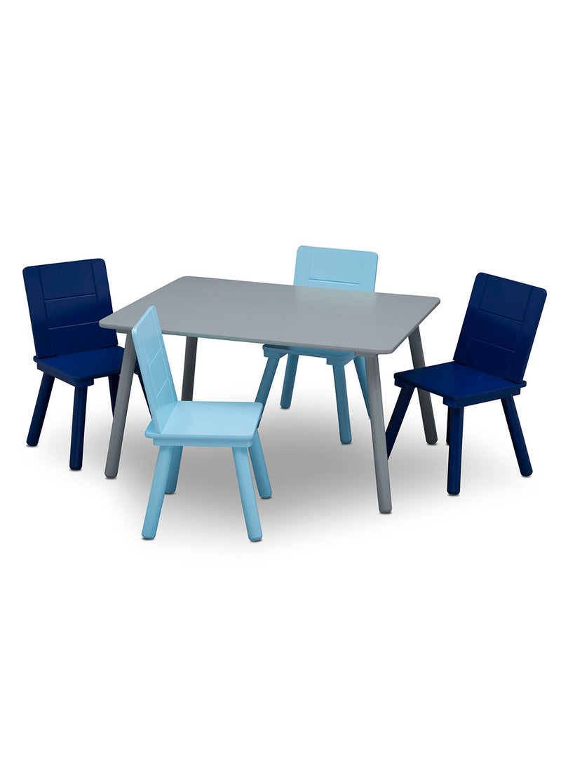 Delta CHILDREN - 5-Piece Table and Chair Set for Kids Blue/Grey - Image 1