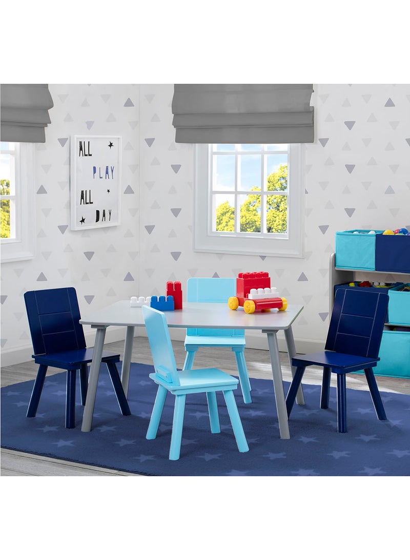 Delta CHILDREN - 5-Piece Table and Chair Set for Kids Blue/Grey - Image 1