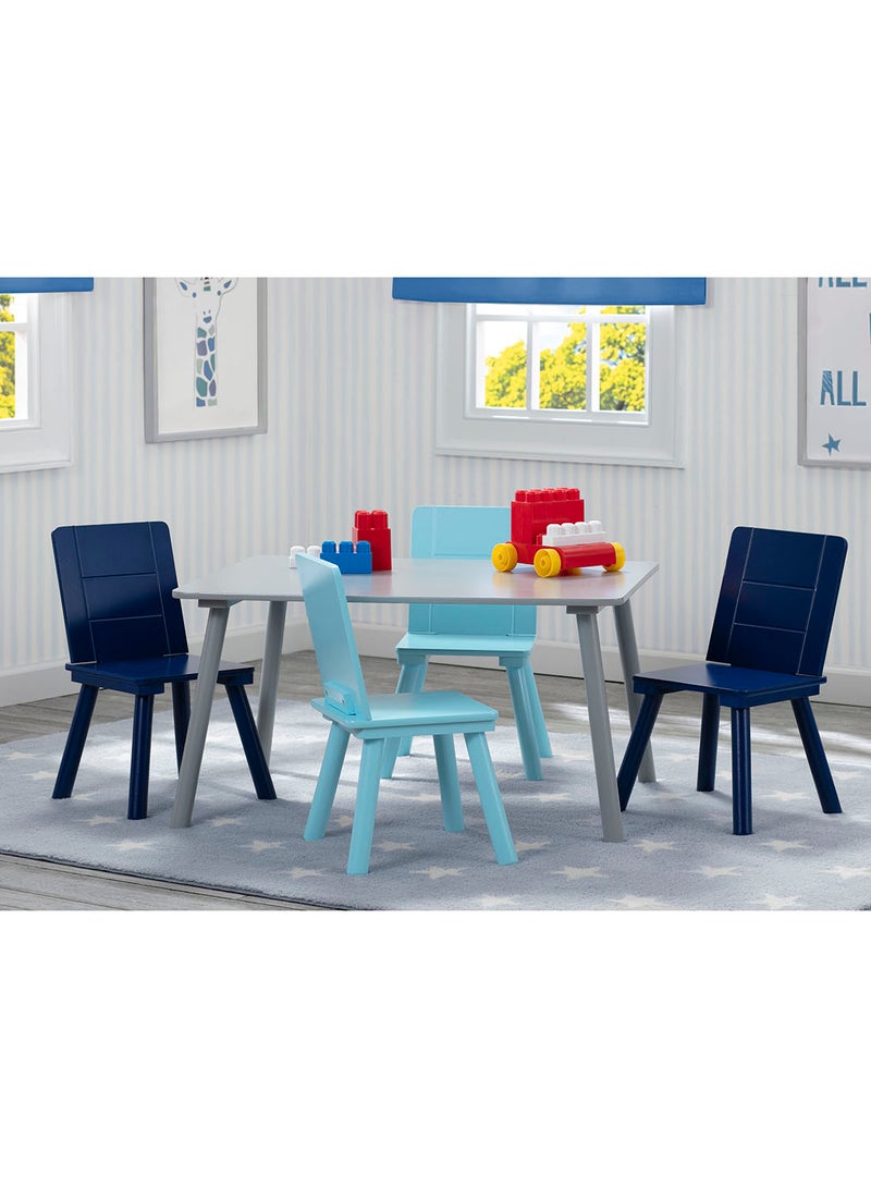 Delta CHILDREN - 5-Piece Table and Chair Set for Kids Blue/Grey - Image 1