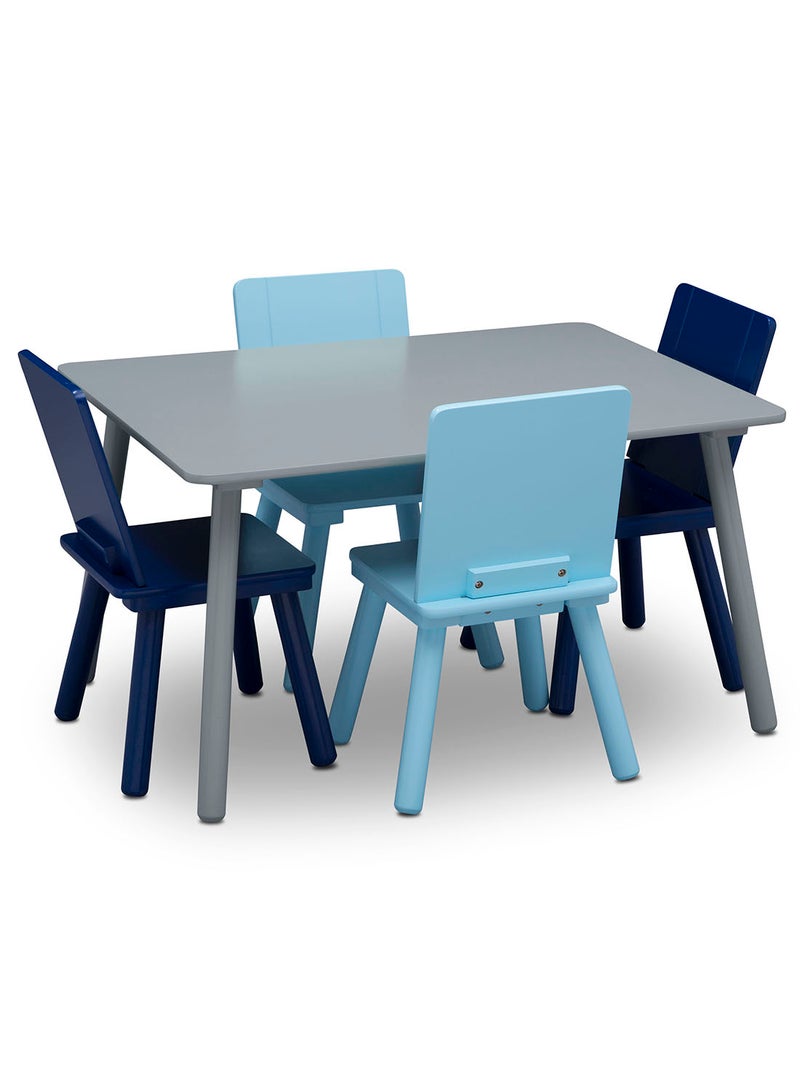 Delta CHILDREN - 5-Piece Table and Chair Set for Kids Blue/Grey - Image 1