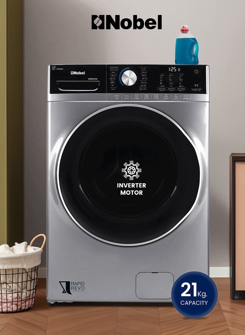 21 Kg Front Load Fully Automatic Washer, Drum Material S/Steel, Vibration Reduction, Touch Control Panel, LED Control Panel, Chrome Door, 9 Number of Wash Option, 70% Spin Dryer, 68.6 x 101.1 x 86.8 cm 21 kg NWM2100 Gray - pnsku/N49060686A/45/_/1740386586/58bc6910-276a-4ee0-80c8-008c8fd916c1