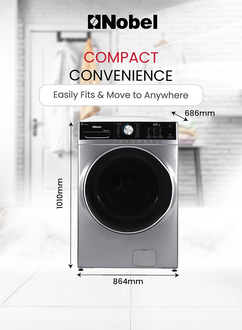 21 Kg Front Load Fully Automatic Washer, Drum Material S/Steel, Vibration Reduction, Touch Control Panel, LED Control Panel, Chrome Door, 9 Number of Wash Option, 70% Spin Dryer, 68.6 x 101.1 x 86.8 cm 21 kg NWM2100 Gray - pnsku/N49060686A/45/_/1740386587/5b6242fa-f744-4604-9f0c-d7d6a72d1aea