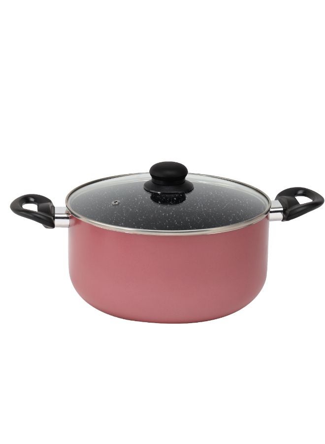 Royalford 8Pc Aluminium Cookware Set with Granite Non-Stick Coating – 3 Layer Construction, Strong Aluminium Body, CD Base, Tempered Glass Lids with Steam Vent & Stay-Cool Handles – Healthy Low-Oil Cooking, Easy to Clean, Durable Professional-Quality Pots & Pans Pink 24x12x24cm - Image 3