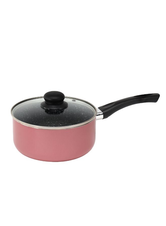 Royalford 8Pc Aluminium Cookware Set with Granite Non-Stick Coating – 3 Layer Construction, Strong Aluminium Body, CD Base, Tempered Glass Lids with Steam Vent & Stay-Cool Handles – Healthy Low-Oil Cooking, Easy to Clean, Durable Professional-Quality Pots & Pans Pink 24x12x24cm - Image 5