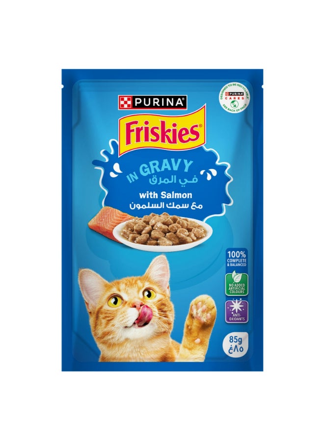 Purina Friskies Salmon in gravy Wet Cat Food ( Pouch ) 85grams 