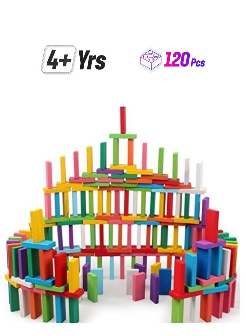 Newcreativetop NCT-TOY-001 120-Piece Wooden Dominos Blocks Set 120 4+ Years  - Image 1