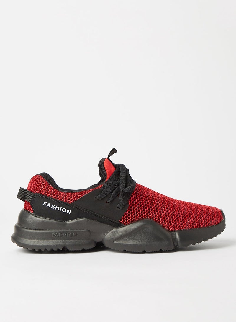 QUWA Lace-Up Low Top Sneakers Red  - Image 1