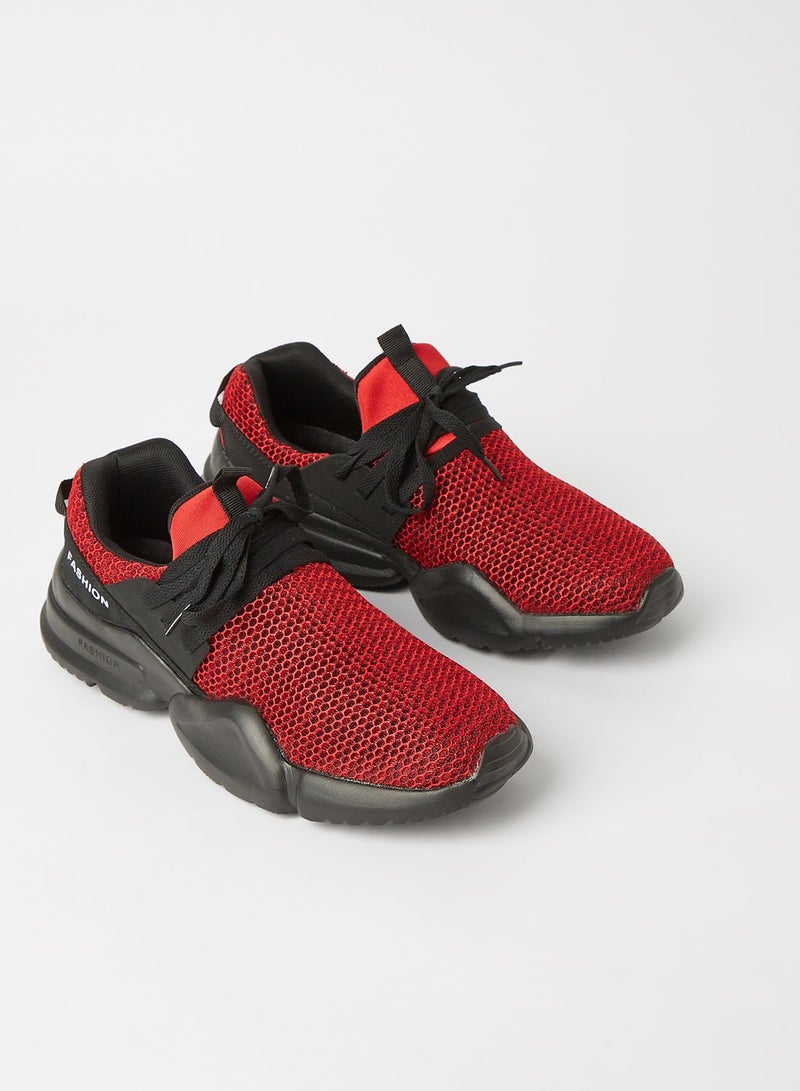 QUWA Lace-Up Low Top Sneakers Red  - Image 2