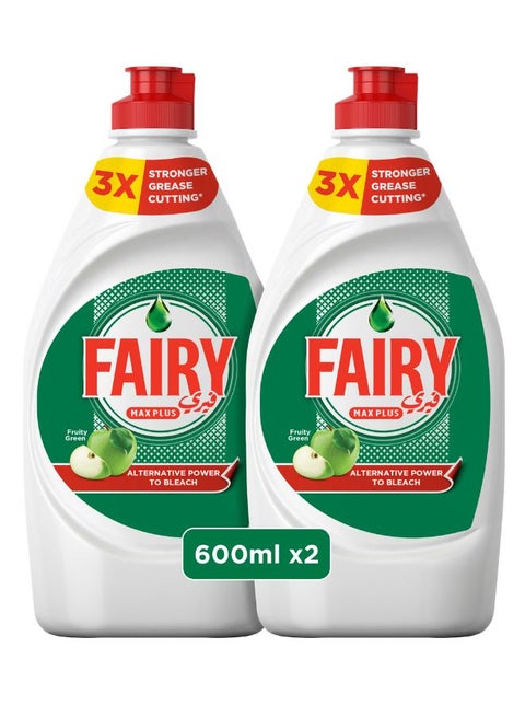 Plus Original Dishwashing Liquid Soap With Alternative Power To Bleach Pack of 2 Multicolour 600ml