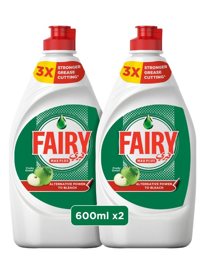 Fairy - Plus Original Dishwashing Liquid Soap With Alternative Power To Bleach Pack of 2 Multicolour 600ml - Image 1