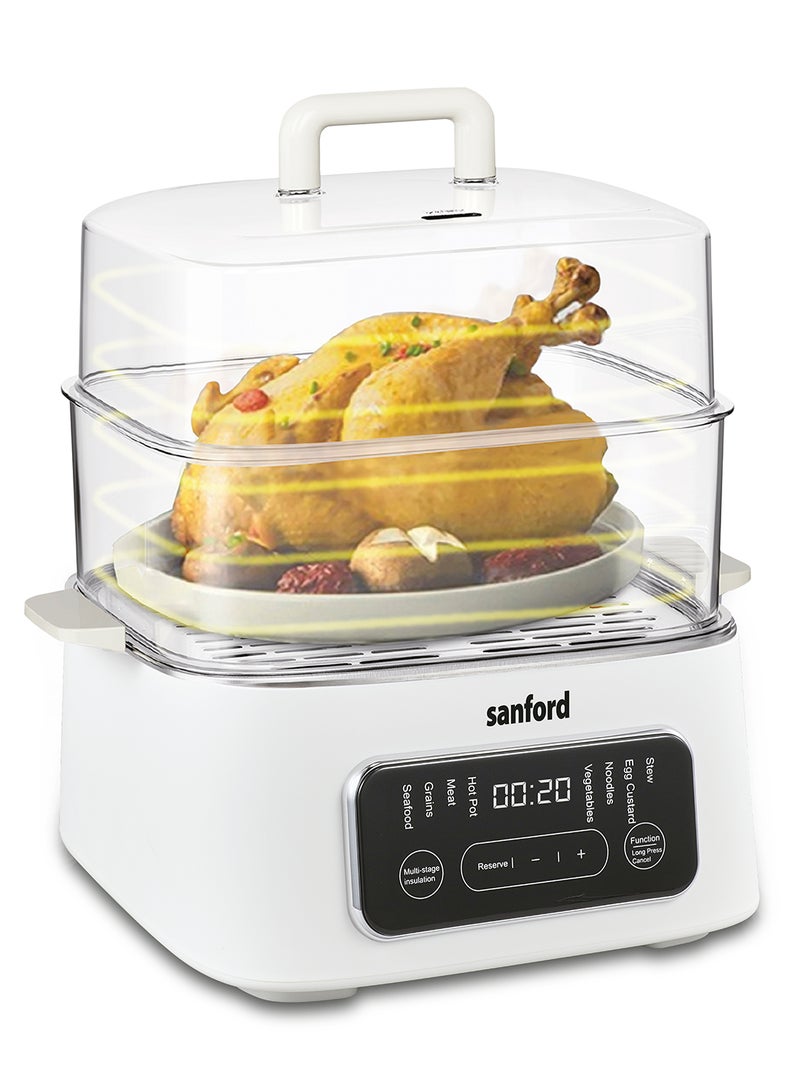 Sanford Food Steamer 9L with 8 Preset Modes, SUS 304 Stainless Steel, Keep Warm, Auto Shut-Off, and Adjustable Temperature 9 L 1000 W SF5754FS BS White  - Image 3