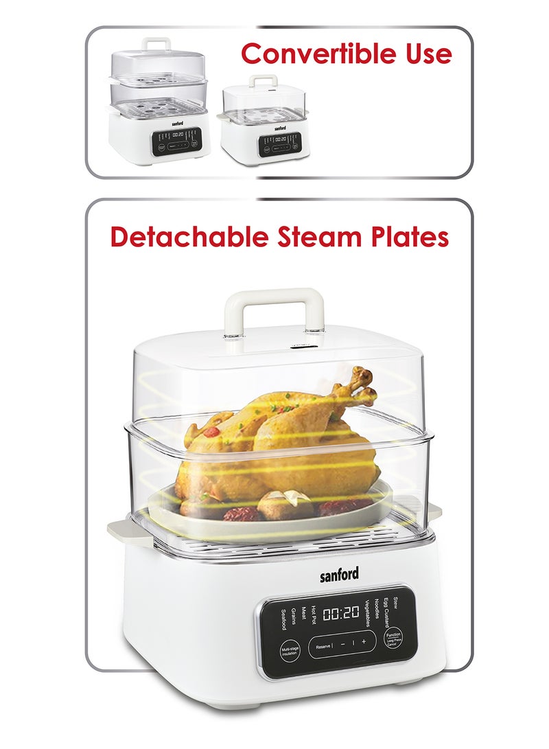 Sanford Food Steamer 9L with 8 Preset Modes, SUS 304 Stainless Steel, Keep Warm, Auto Shut-Off, and Adjustable Temperature 9 L 1000 W SF5754FS BS White  - Image 2