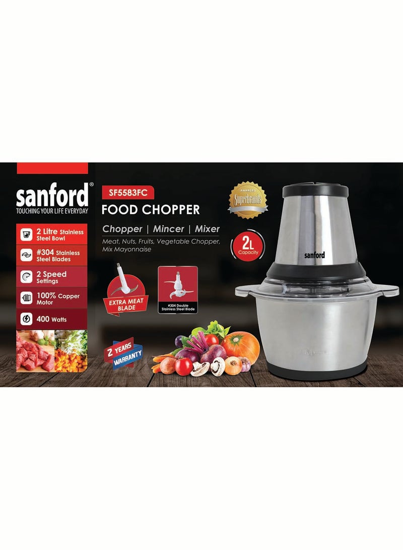 سانفورد ماكينة تقطيع الطعام 2 L 400 W SF5583FC BS أسود - Image 3
