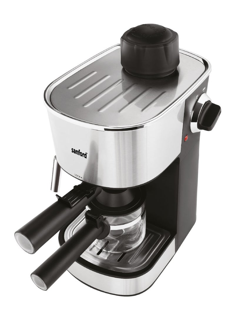 Sanford 4 Cups Espresso Coffee Maker With Frothing Function for Making Cappuccino, 3.5 Bar Pressure, Stainless Steel Filter 240 ml 800 W SF1398ECM BS Black  - Image 3