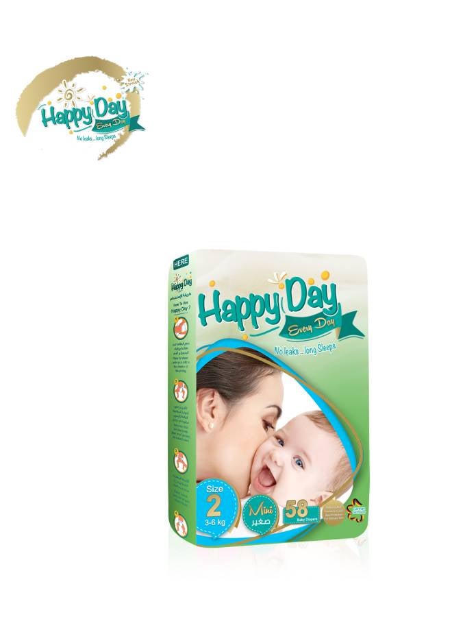 Happy Day  Every Day Baby Diapers, Size 2 - small - 58 Pieces - 3-6 kg 