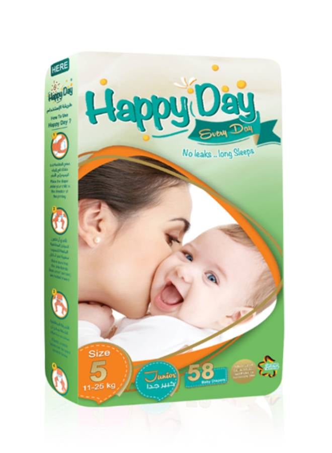 Happy Day  58 Piece  Every Day Baby Diapers Size 5  XL 11 - 25 KG - Image 1