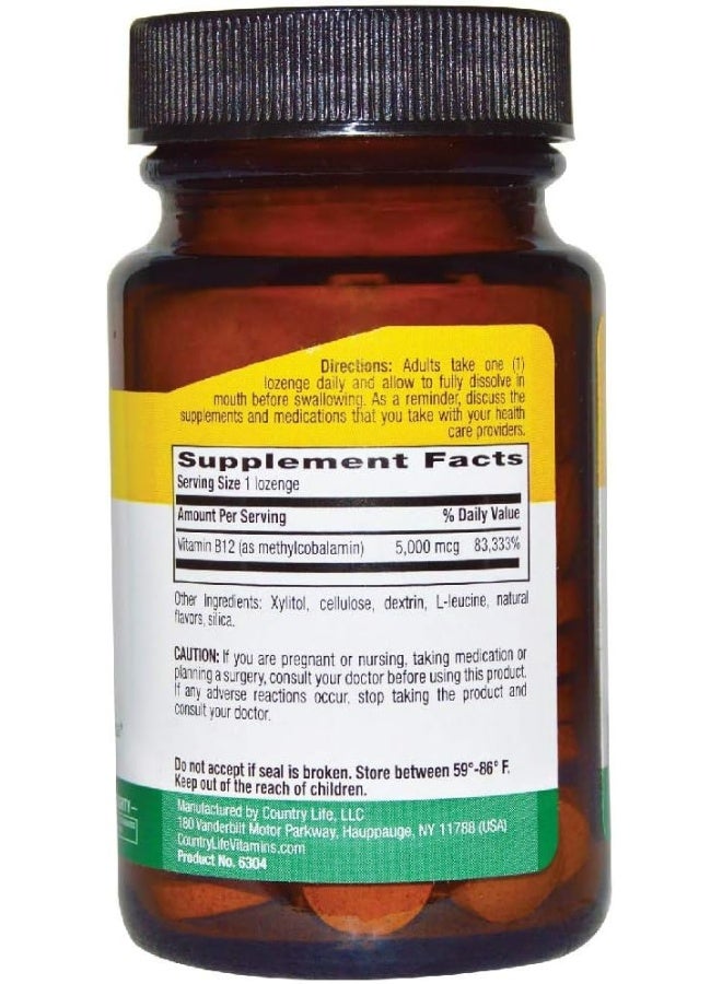 Country Life - Methyl B12 5000 mcg Cherry Flavor Lozenges 60's - Image 1
