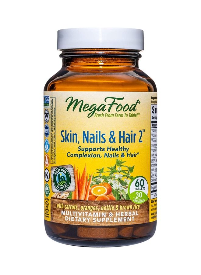 MegaFood Skin Nails & Hair 2, 60 Tablets  - Image 1