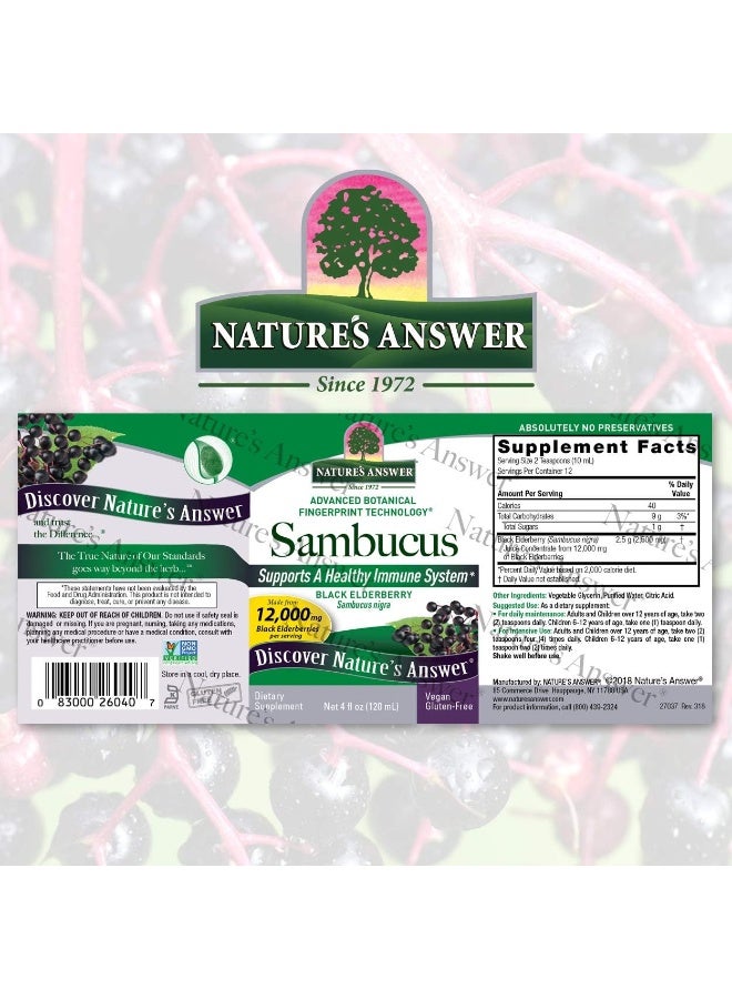 NATURE'S ANSWER Sambucus Original Syrup 120 mL  - Image 2