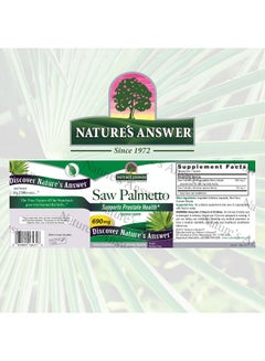 NATURE'S ANSWER Saw Palmetto 690 mg Vegetarian Capsules 120's  - Image 2