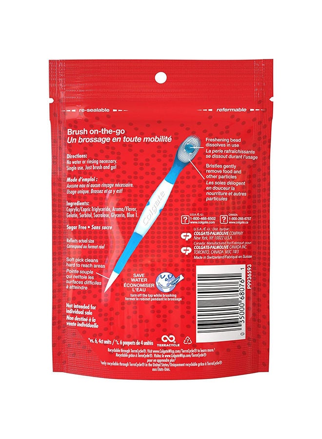 Colgate (Pack of 4) Max Fresh Wisp Disposable Mini Toothbrush, Peppermint, 4x24 Count Blue/White - Image 2