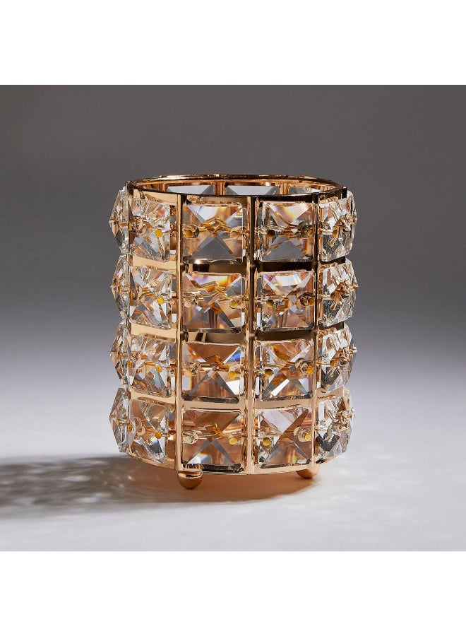 Generic - Crystal Brush Holder And Gold Makeup Organizer - Image 1