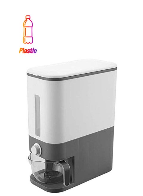 Rice Storage Automatic Box/Container - Large Sealed Kitchen Grain & Rice Dispenser with Lid, 12KG (Gray) Grey 34 x17x41cm