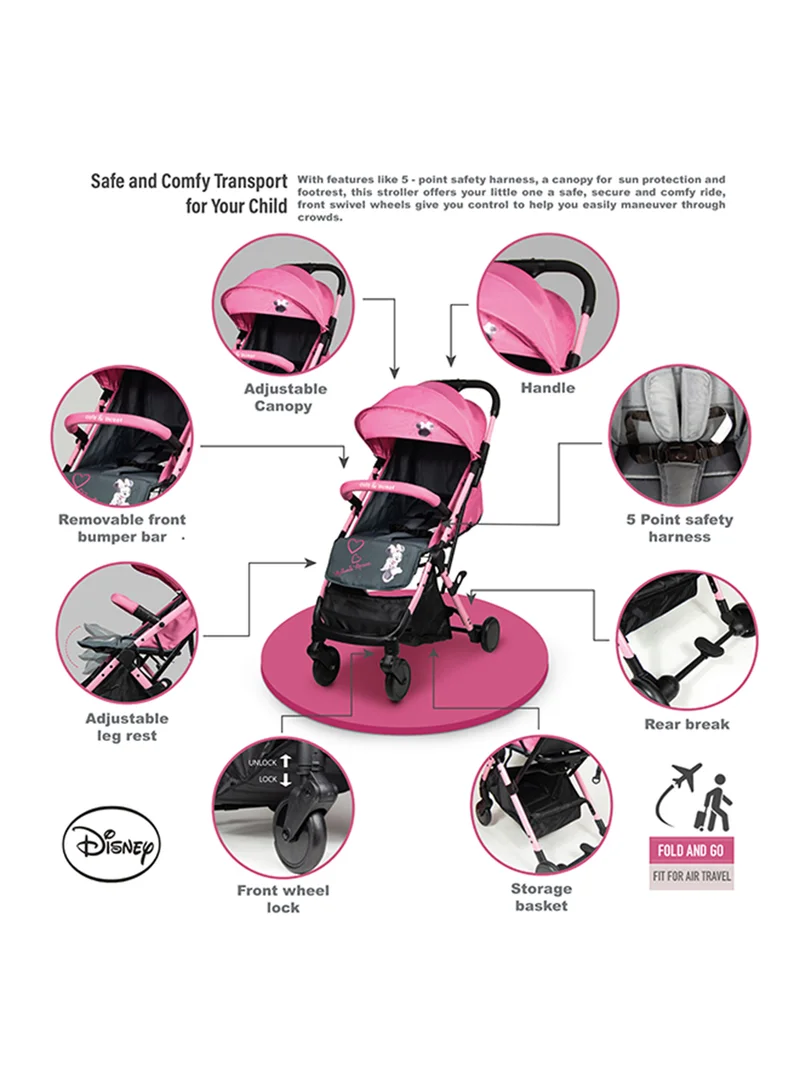 Disney Princess Travel Stroller With Storage Basket