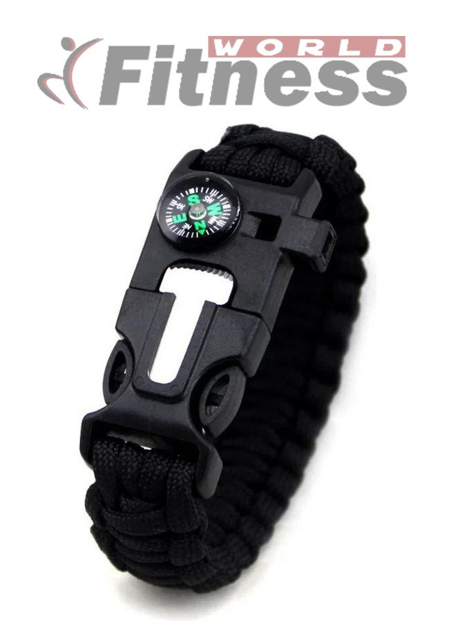 Fitness World - Camping Compass Tactical Survival Survival Paracord Bracelet Bottle Opener Flint Buckle Whistle - Image 1