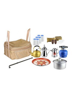 A bag for trips and outings with a set of accessories and accessories for hiking