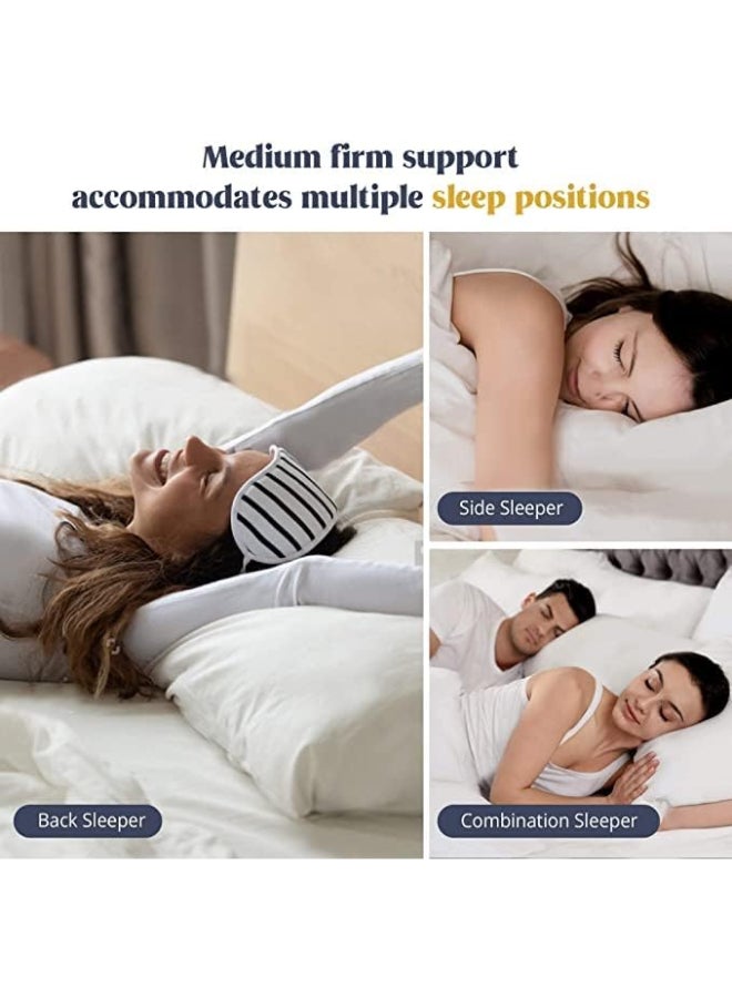 Hotel Linen Klub - 2-Piece Luxury Hotel Soft Down Alternative Pillow with Stripe Patterned, 800g Filling, Ultra-Soft & Supportive Cotton White 48x74cm - Image 1