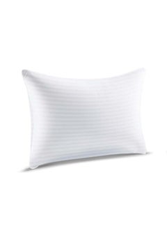 Hotel Linen Klub Luxury Hotel Soft Down Alternative Pillow with Stripe Patterned, 800g Filling, Ultra-Soft & Supportive Cotton White 48x74cm  - Image 1