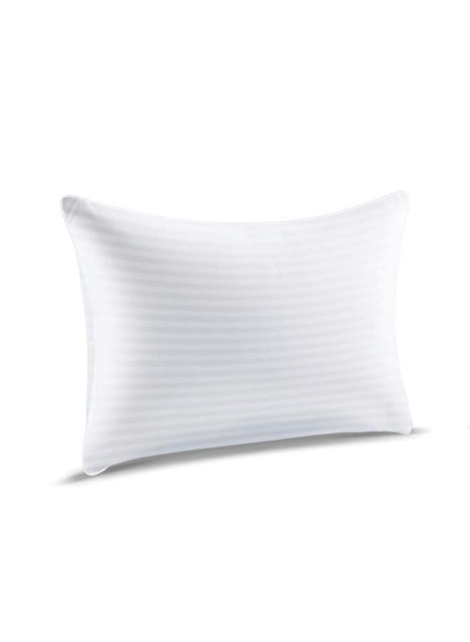 Hotel Linen Klub - Luxury Hotel Soft Down Alternative Pillow with Stripe Patterned, 800g Filling, Ultra-Soft & Supportive Cotton White 48x74cm - Image 1