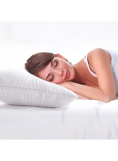 Hotel Linen Klub Luxury Hotel Soft Down Alternative Pillow with Stripe Patterned, 800g Filling, Ultra-Soft & Supportive Cotton White 48x74cm  - Image 3