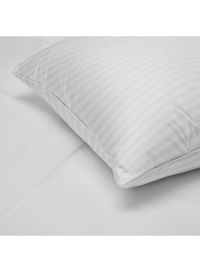 Hotel Linen Klub - Luxury Hotel Soft Down Alternative Pillow with Stripe Patterned, 800g Filling, Ultra-Soft & Supportive Cotton White 48x74cm - Image 1