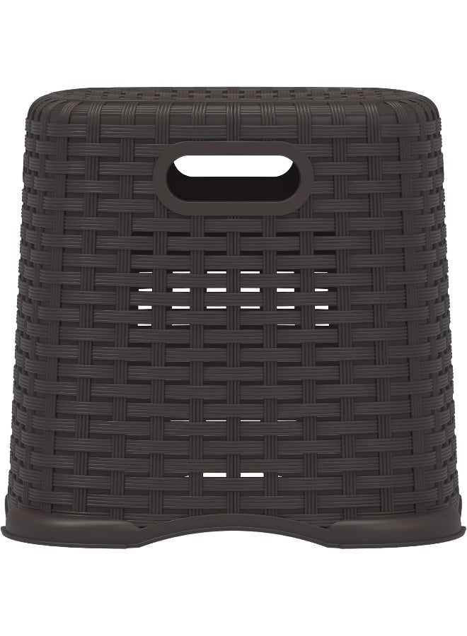 Cosmoplast Plastic Rattan Wicker Step Stool Dark Brown  - Image 3