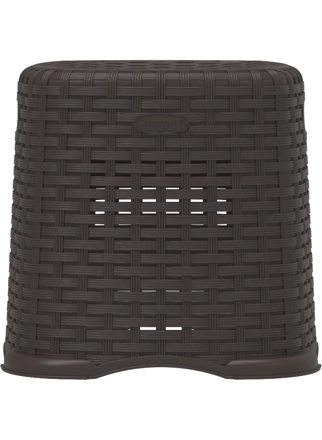 Cosmoplast Plastic Rattan Wicker Step Stool Dark Brown  - Image 2
