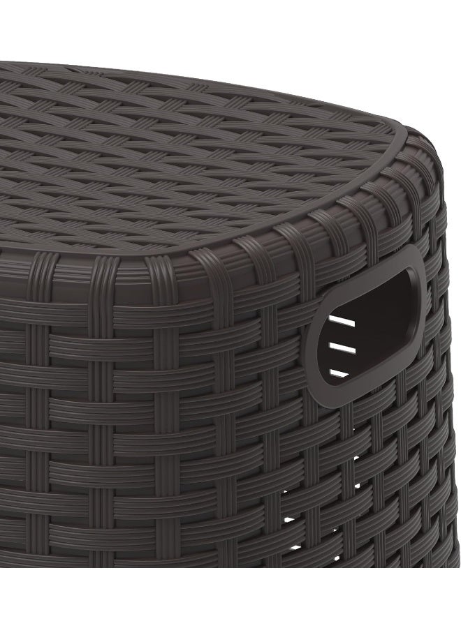 Cosmoplast Plastic Rattan Wicker Step Stool Dark Brown  - Image 5
